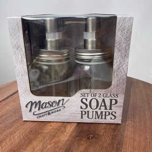 Mason.Set of 2 Glass Soap Pumps 16 Oz.